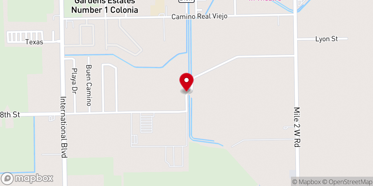 Map showing location of Amistad Weslaco Church