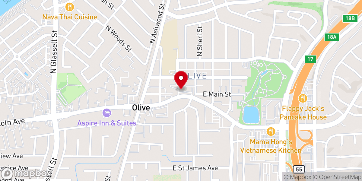 Map showing location of North Orange Christian Church