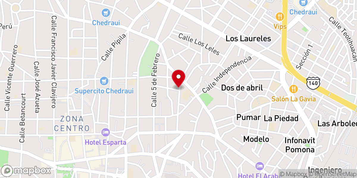 Map showing location of Templo Evangélico Pentecostés Filadelfia MIEPI