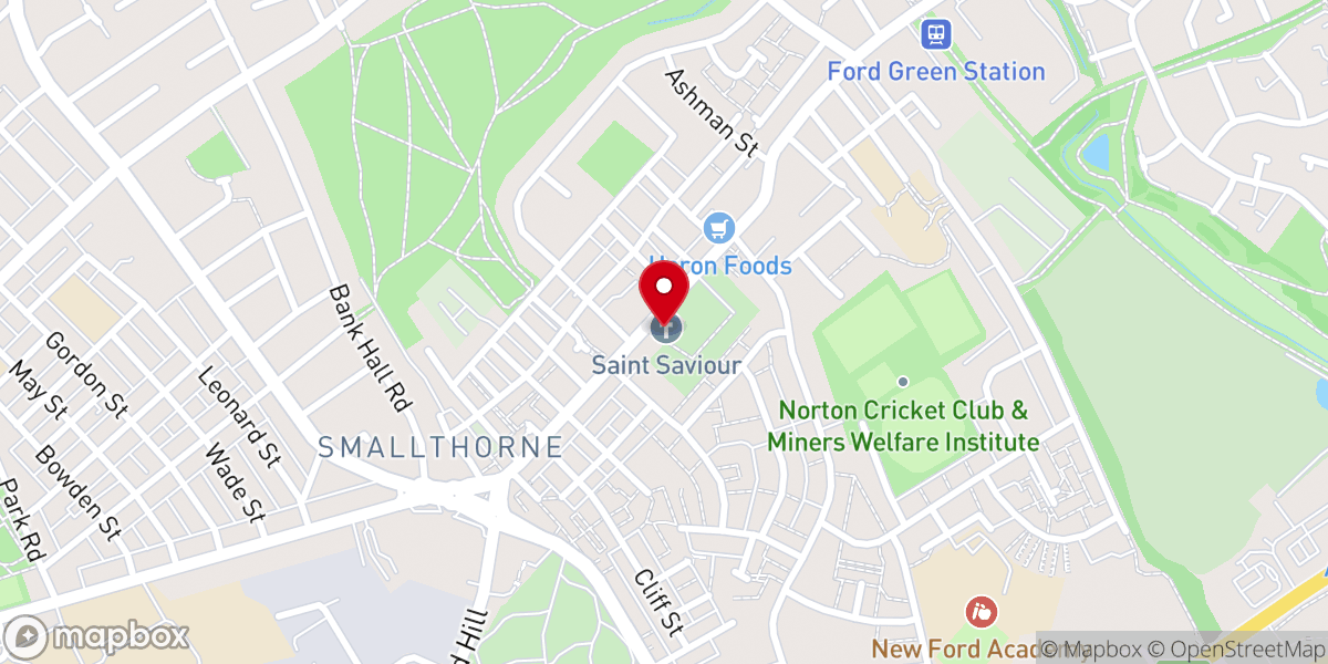 Map showing location of Parish Church of Saint Saviour Smallthorne