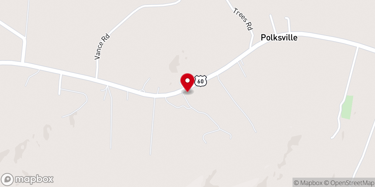 Map showing location of Saltlick United Baptist Church