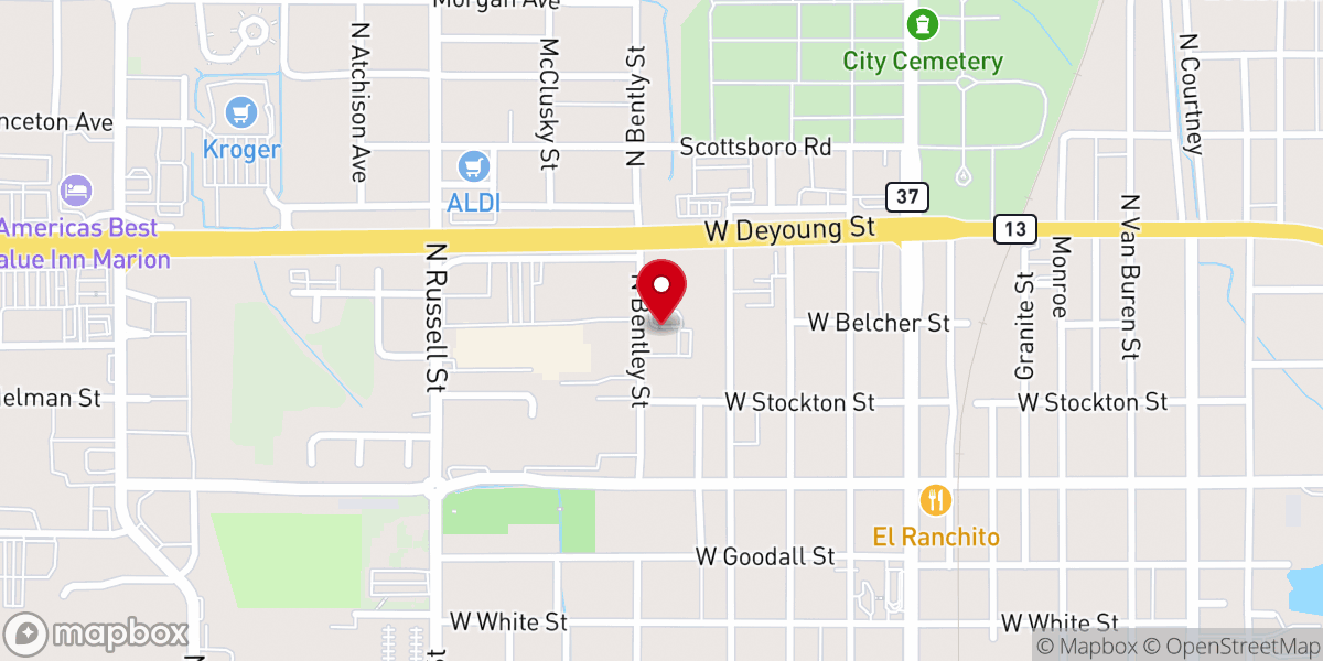 Map showing location of First Apostolic Church
