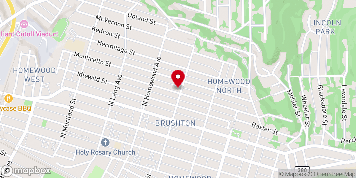Map showing location of The Baptist Temple Church of Pittsburgh