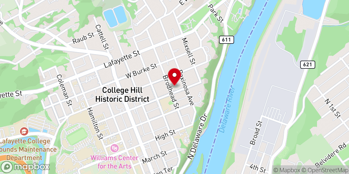 Map showing location of College Hill Presbyterian Church