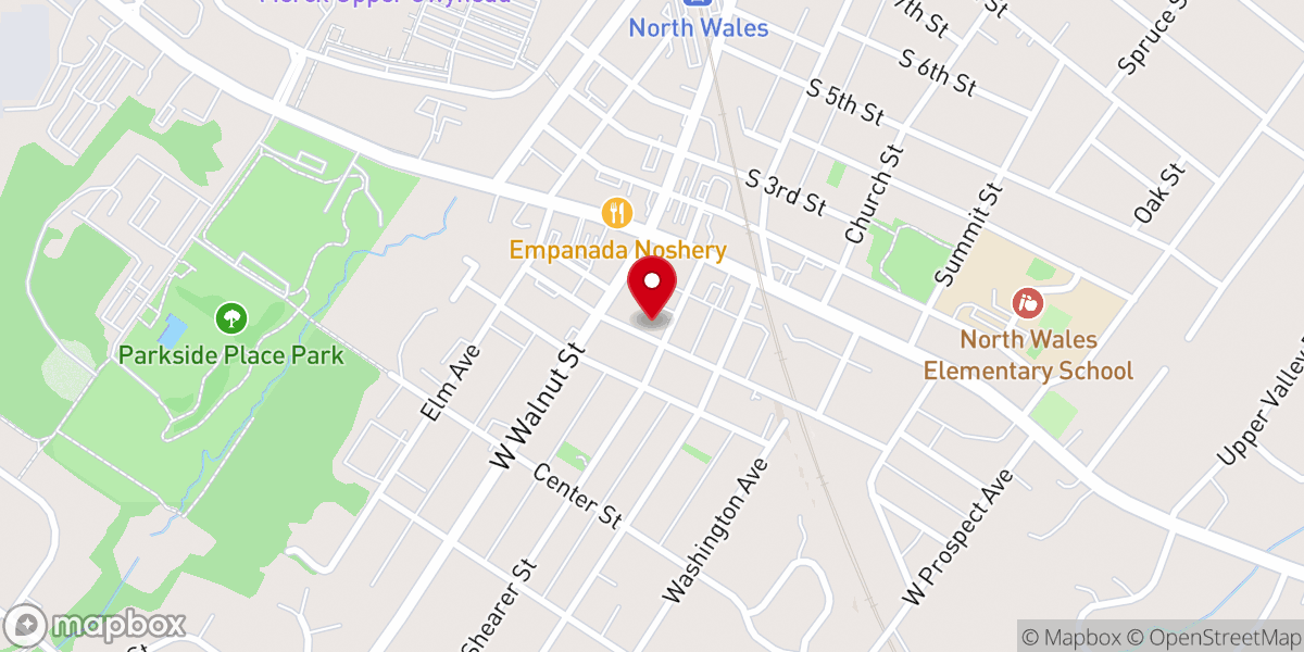 Map showing location of North Wales Baptist Church