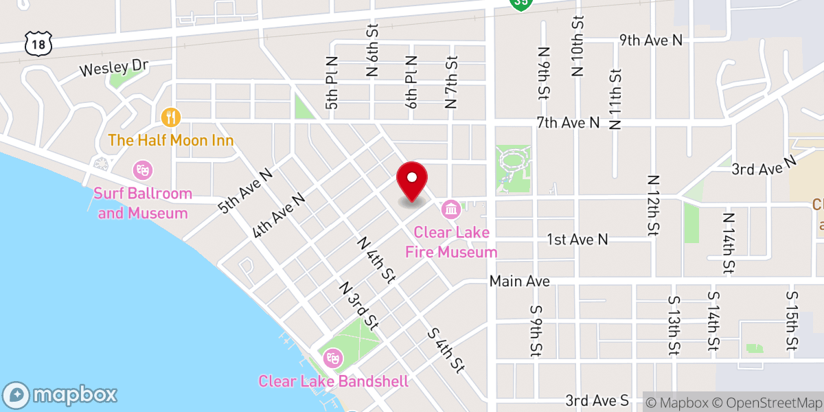 Map showing location of Clear Lake United Methodist Church