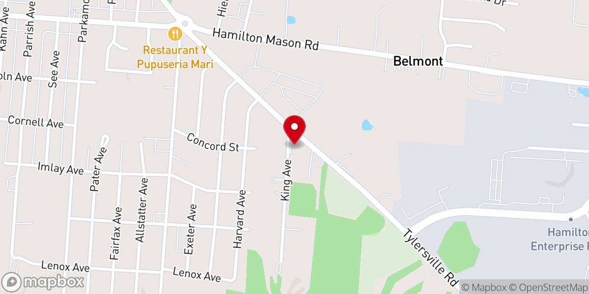 Map showing location of Tylersville Worship Center