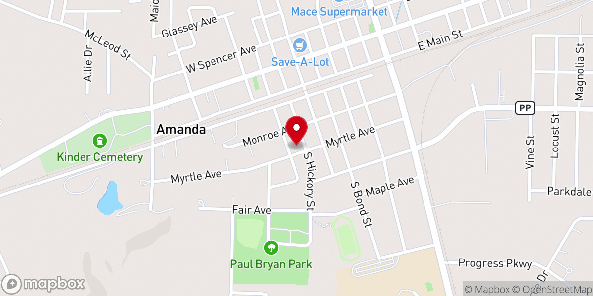 Map showing location of Free Will Baptist Church