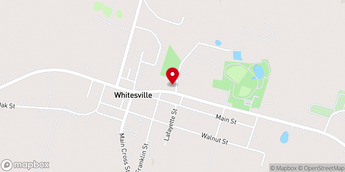 Map showing location of Whitesville Baptist Church
