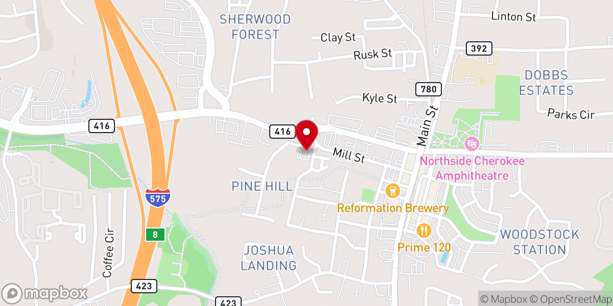 Map showing location of Mount Olive Baptist Church of Woodstock Inc