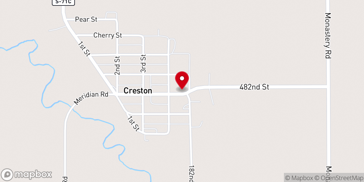 Map showing location of Saint Peters Lutheran Church