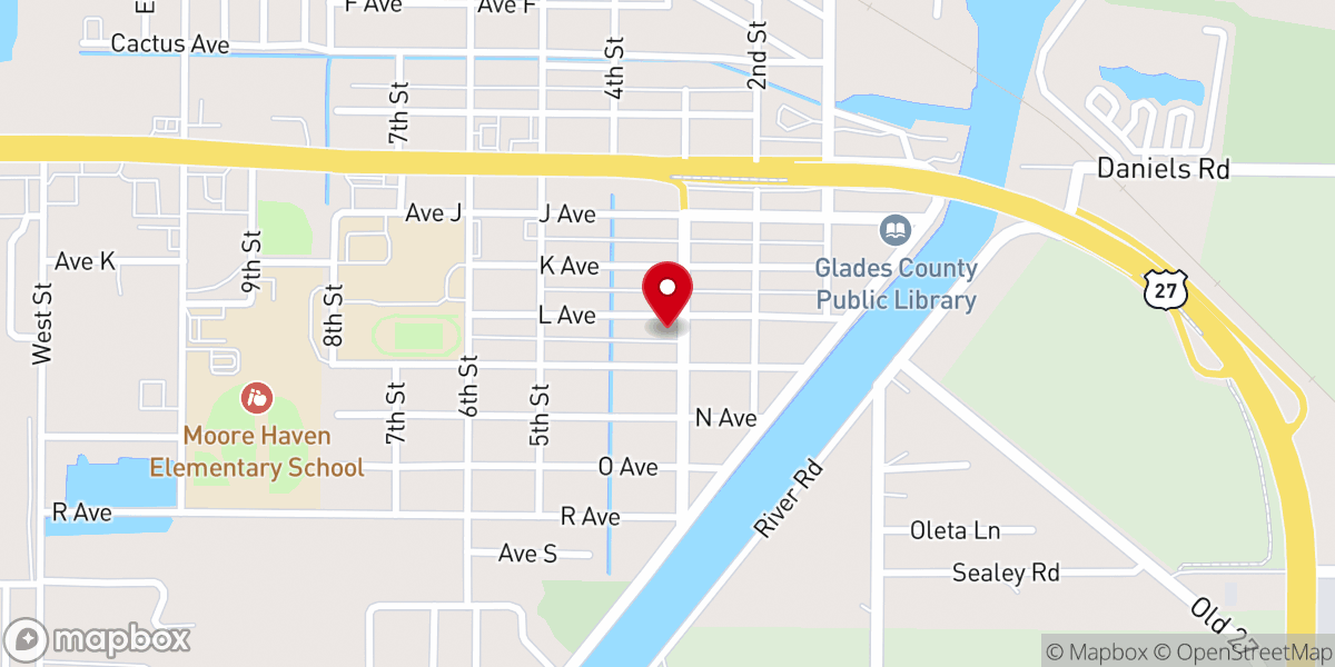 Map showing location of First Methodist Church Moore Haven