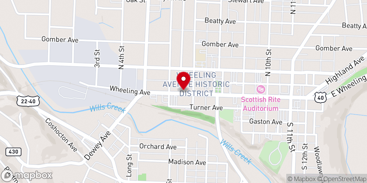 Map showing location of Cambridge / Guernsey County Visitors & Convention Bureau
