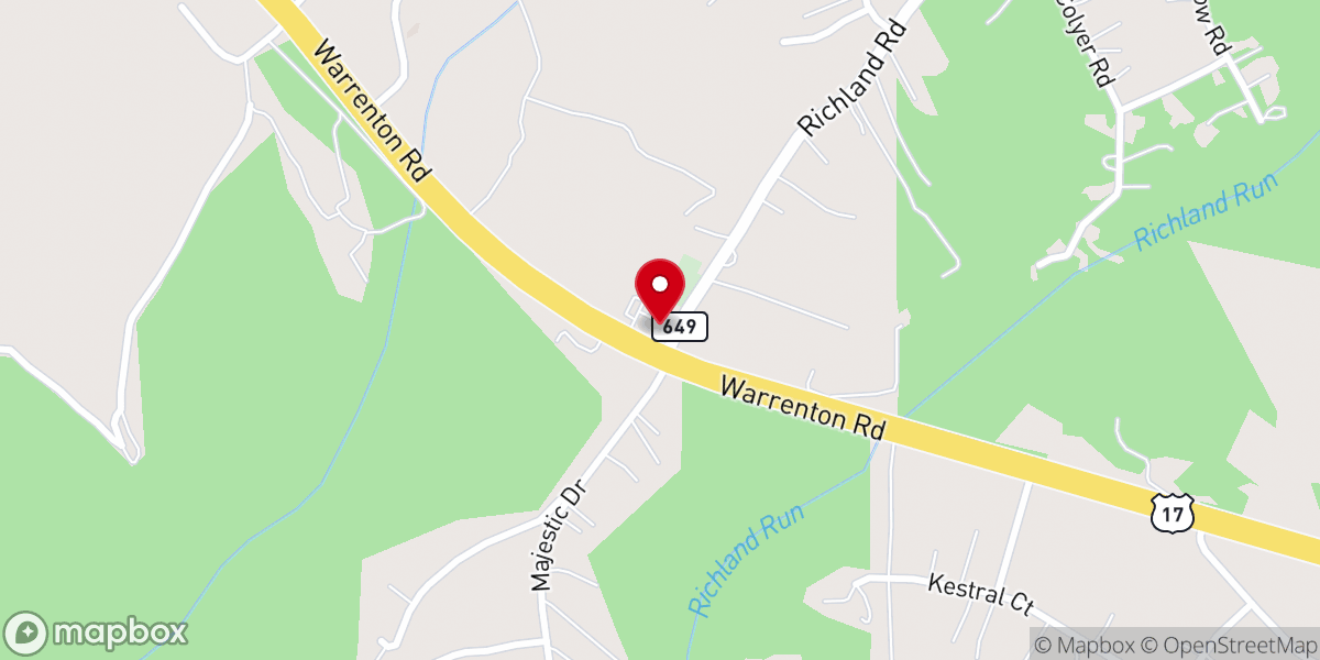 Map showing location of Richland Baptist Church