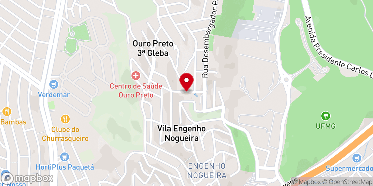 Map showing location of Assembleia de Deus Ouro Preto