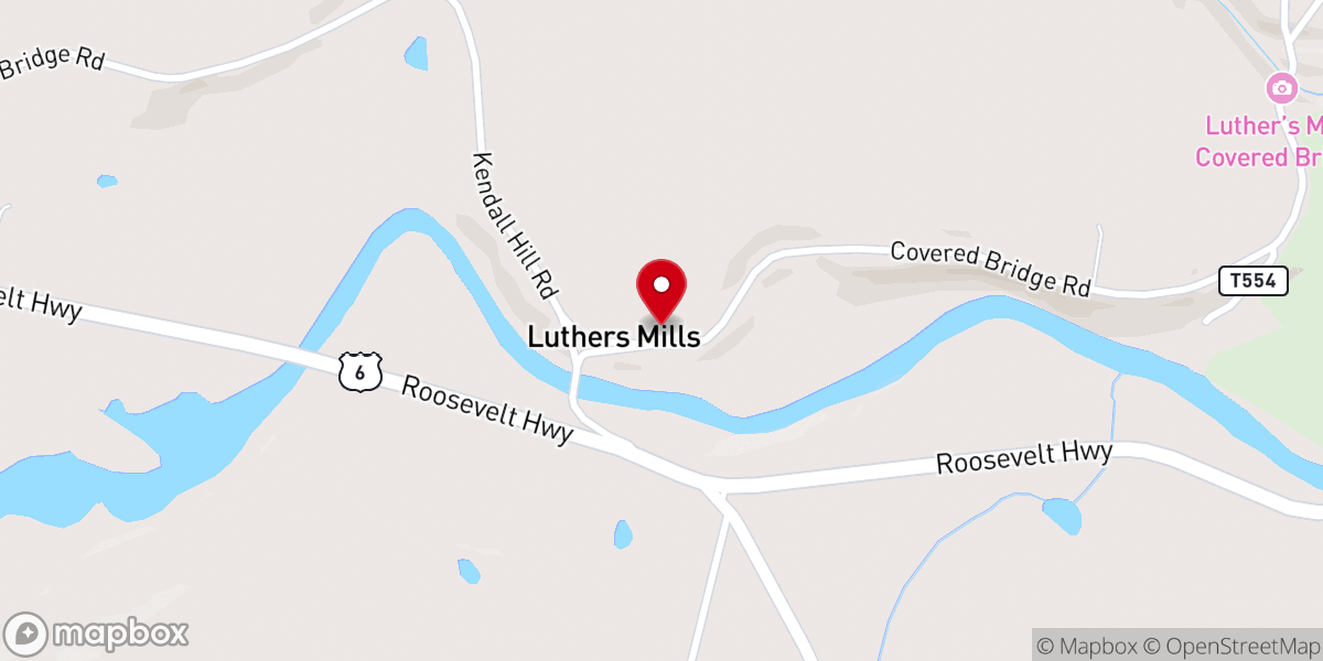 Map showing location of Luthers Mills Community Church
