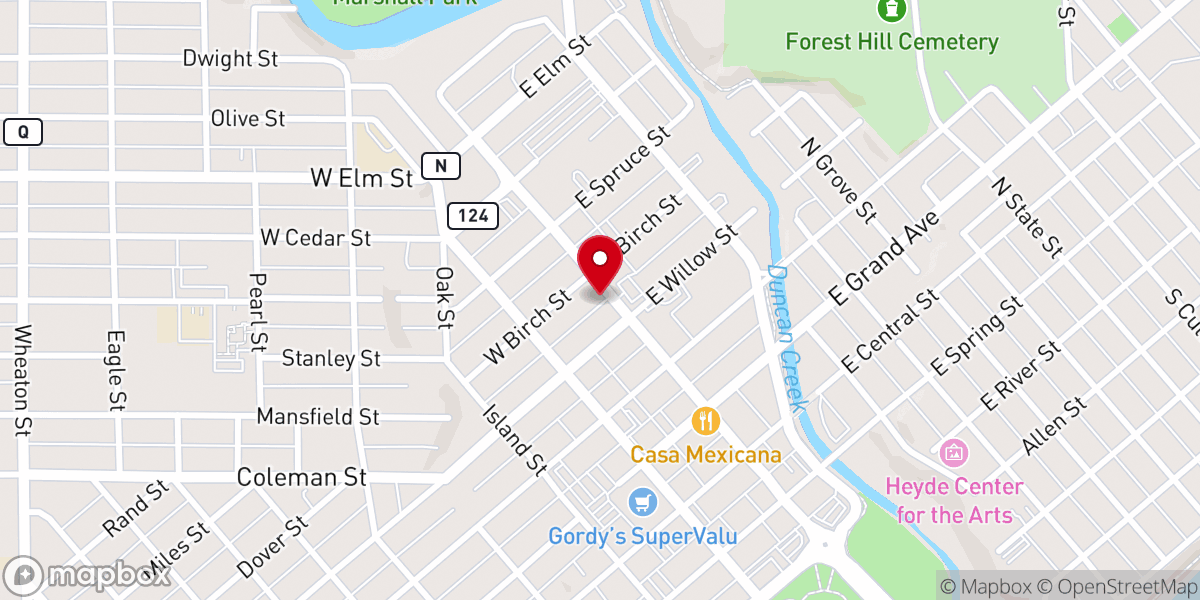 Map showing location of Chippewa Falls Main Street