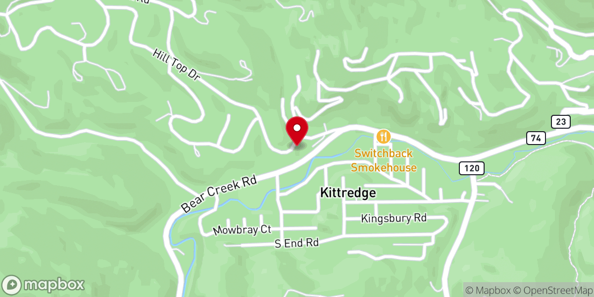 Map showing location of Kittredge Community Bible Church