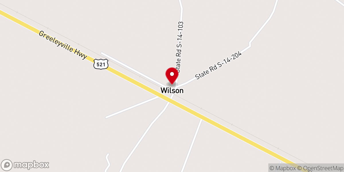 Map showing location of Wilson Union Church