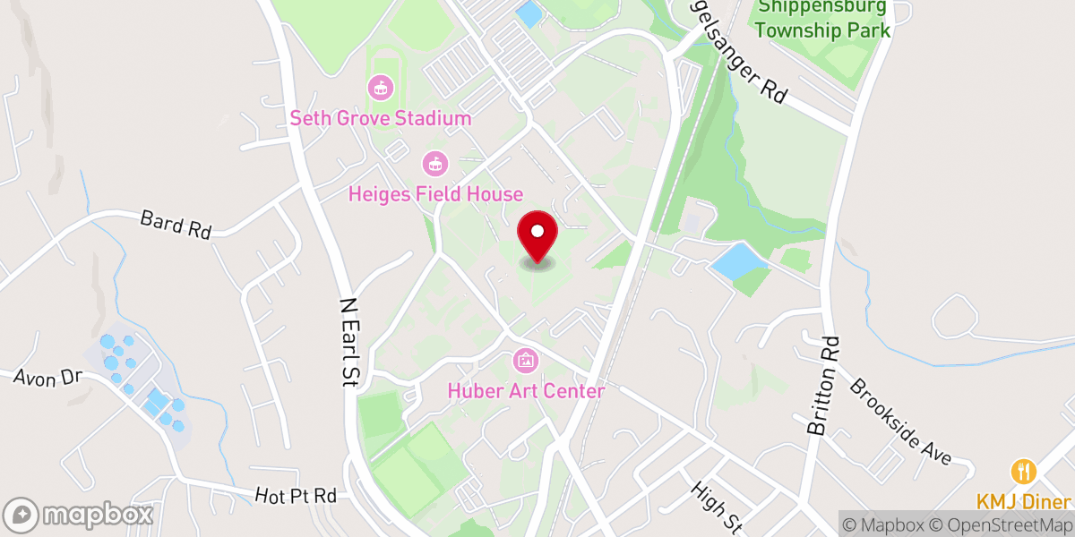 Map showing location of Shippensburg University