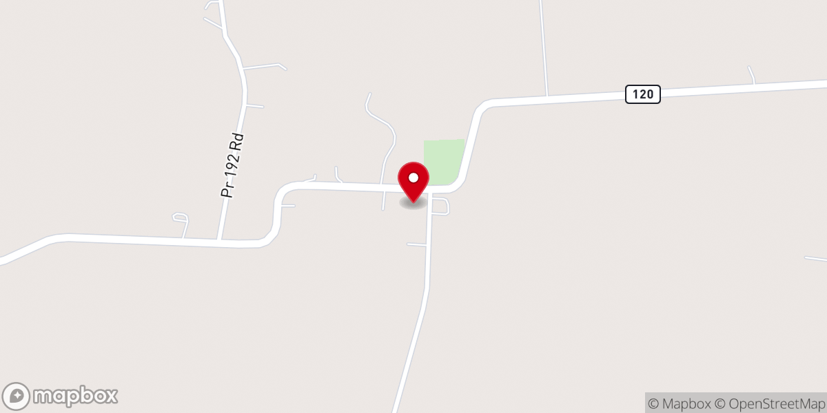Map showing location of Oak Ridge Baptist Church