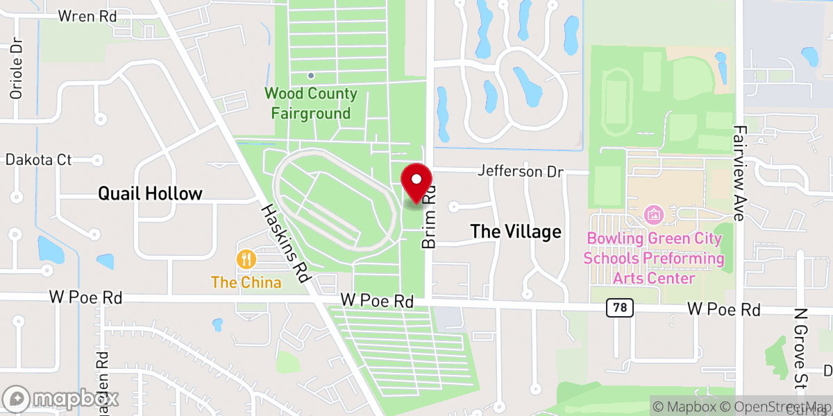Map showing location of Wood County Fairgrounds