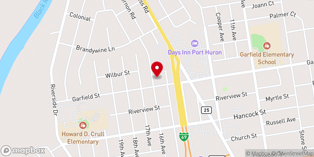Map showing location of Port Huron First Church of the Nazarene