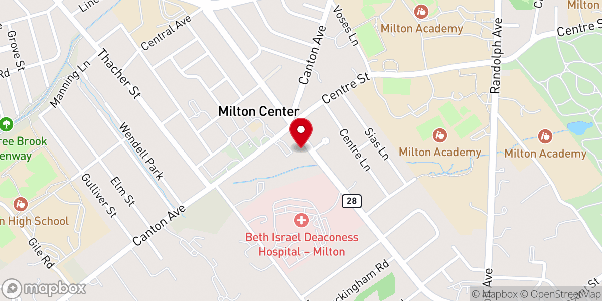 Map showing location of Congregation Beth Shalom of the Blue Hills