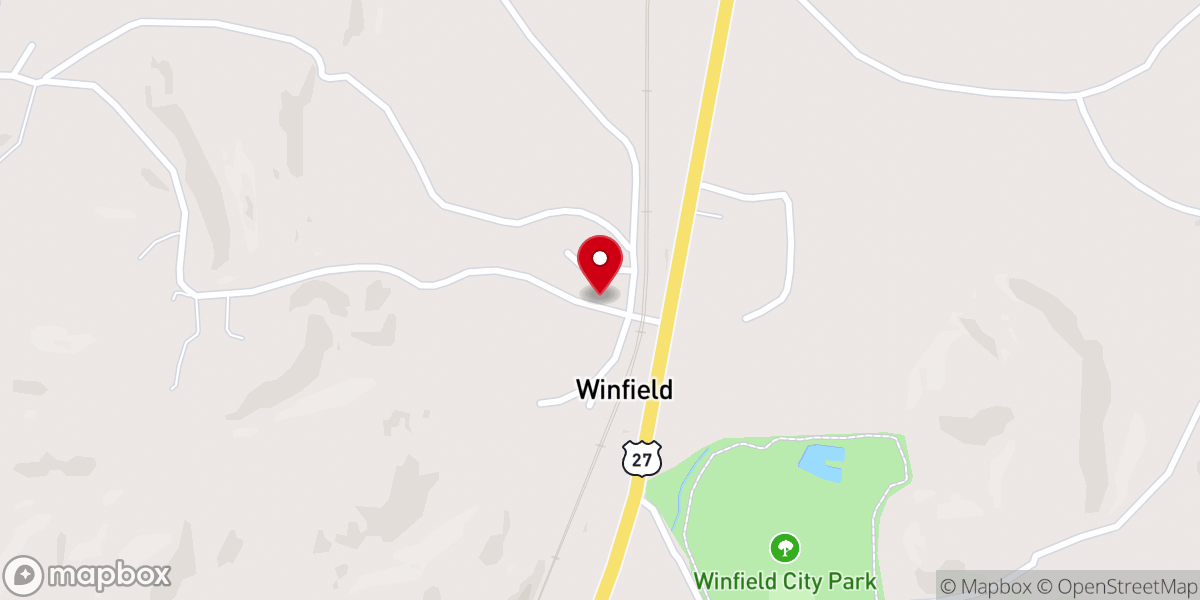 Map showing location of Winfield Baptist Church