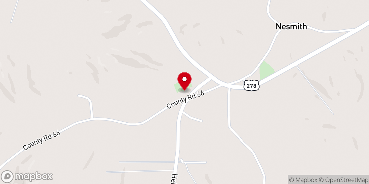 Map showing location of Nesmith Methodist Church