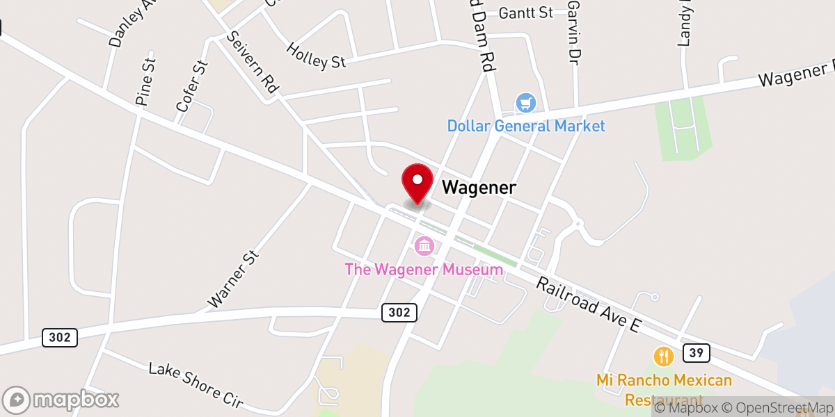 Map showing location of Wagener Milling Co