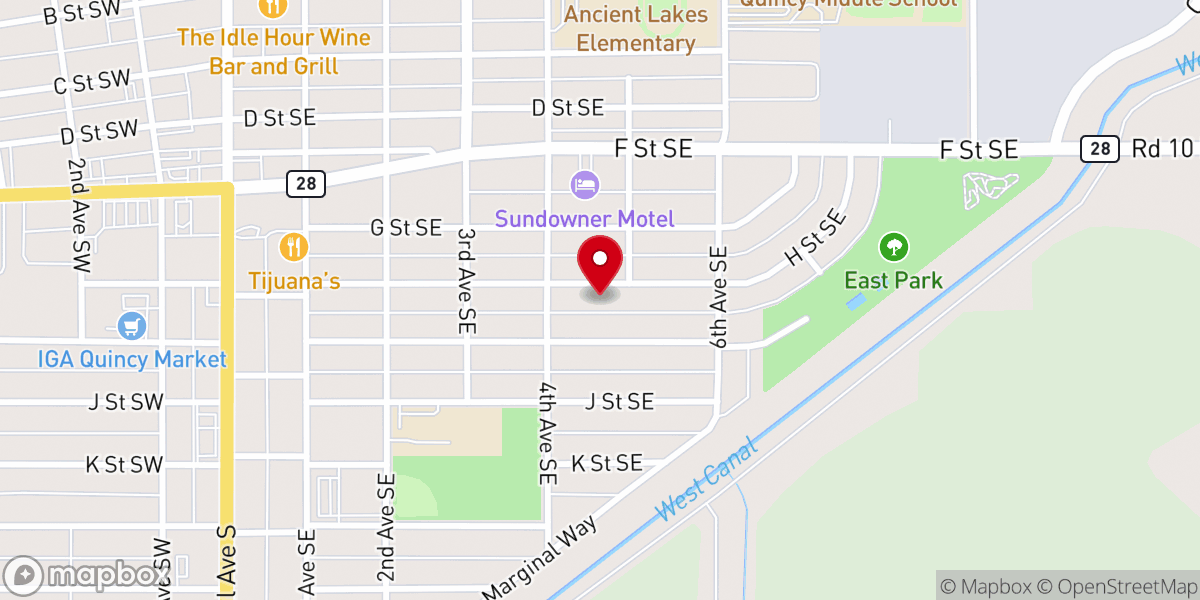 Map showing location of Quincy CRC