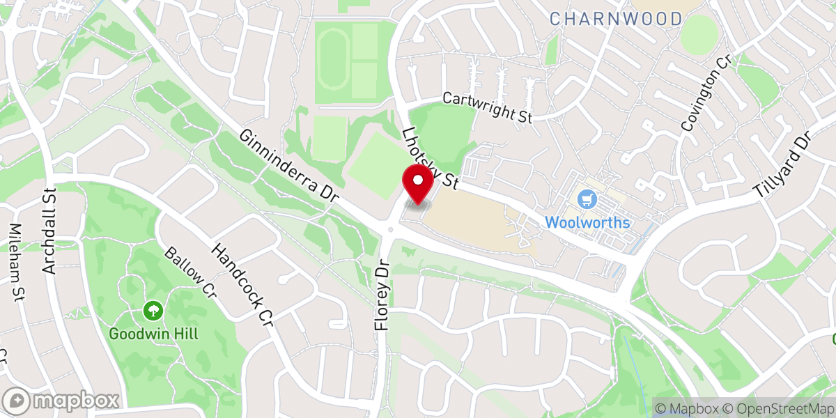 Map showing location of Ginninderra Christian Church