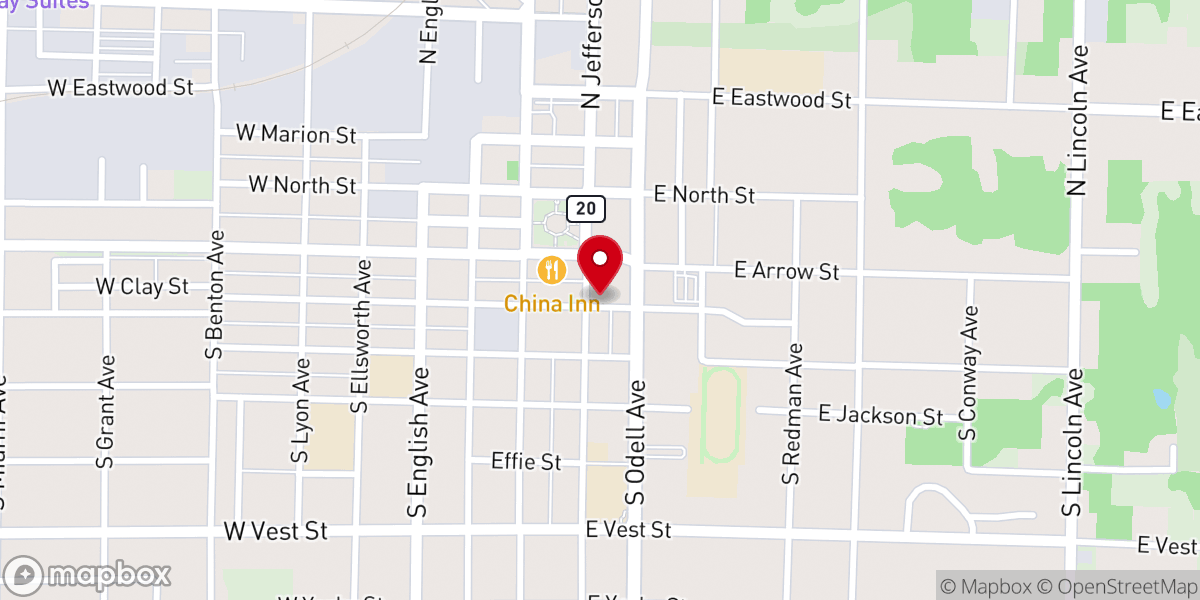 Map showing location of Broadway Bound Dance Studio