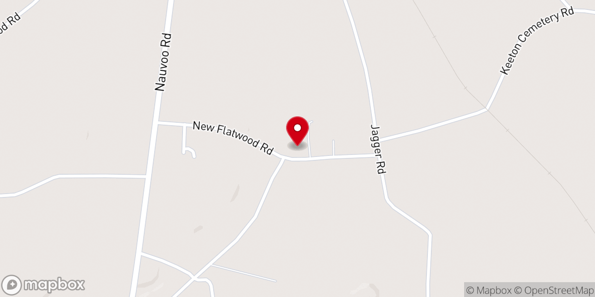 Map showing location of New Flatwood Church
