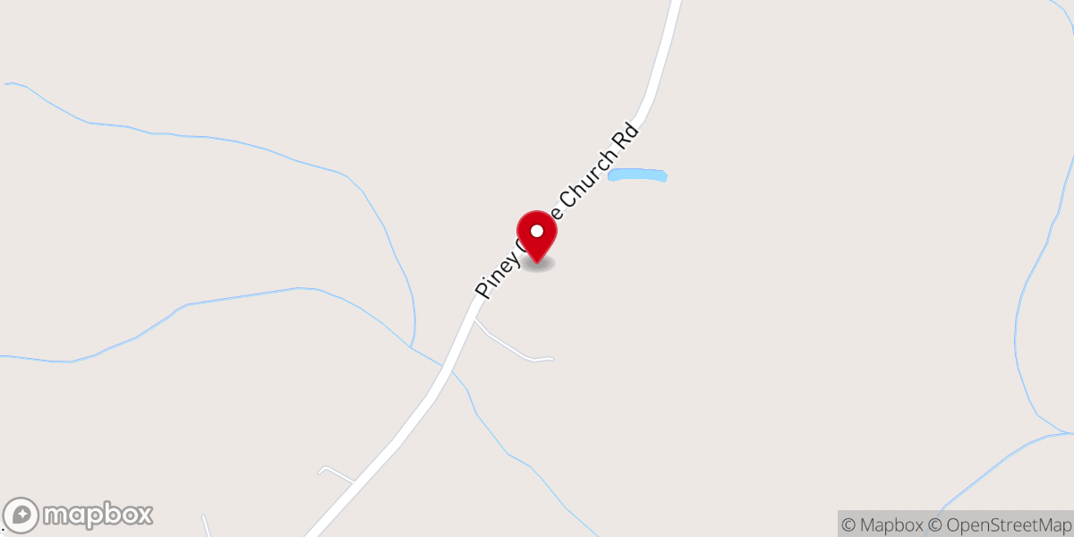 Map showing location of Piney Grove Baptist Church