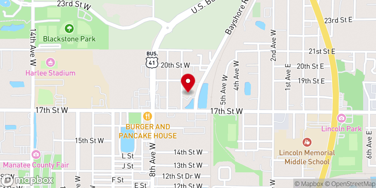 Map showing location of Bible Baptist Church