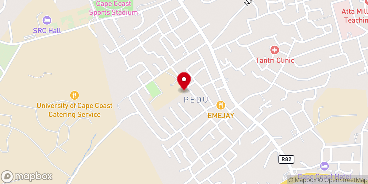 Map showing location of The Church of Pentecost Ebubonko District Mission House