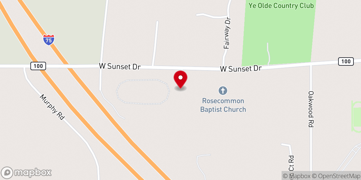 Map showing location of Rosecommon Baptist Church