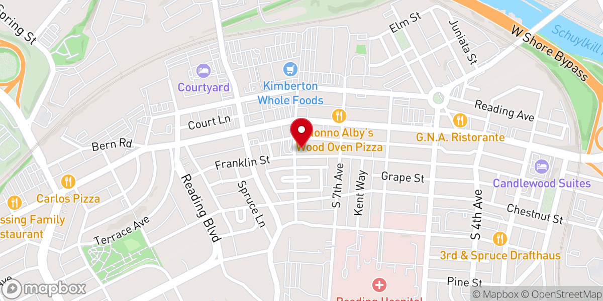 Map showing location of Sacred Heart Church - West Reading, Pennsylvania, USA