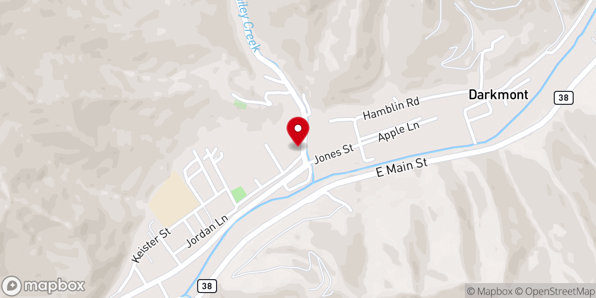 Map showing location of North Evarts Baptist Church