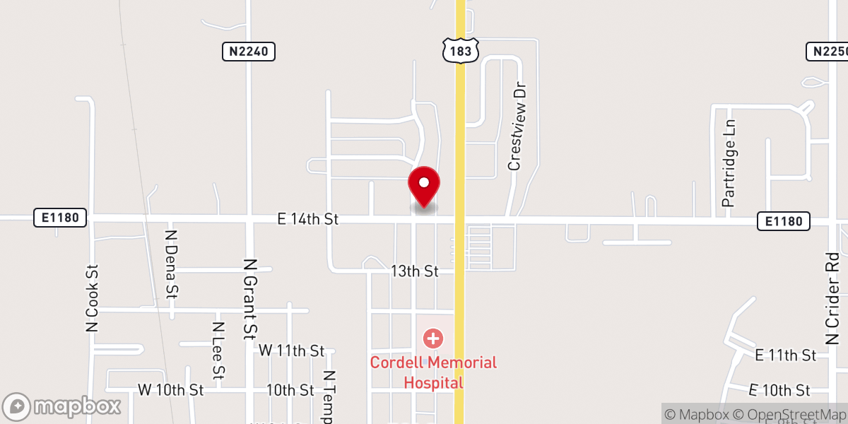 Map showing location of Concord-Kiowa Baptist Association