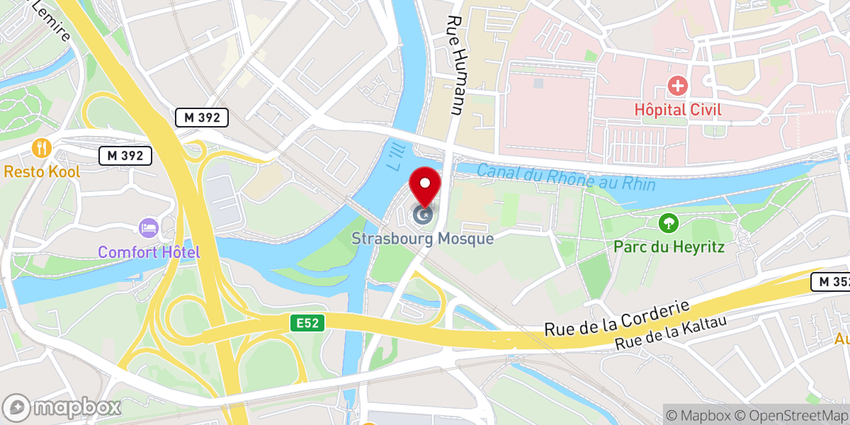 Map showing location of Grande Mosquée de Strasbourg