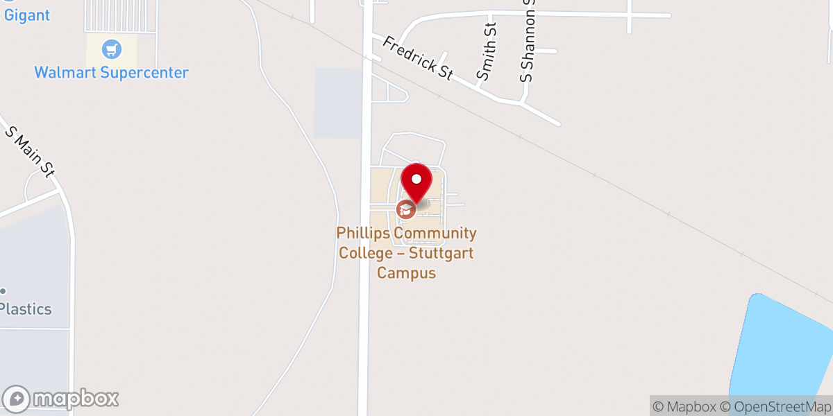 Map showing location of Phillips Community College