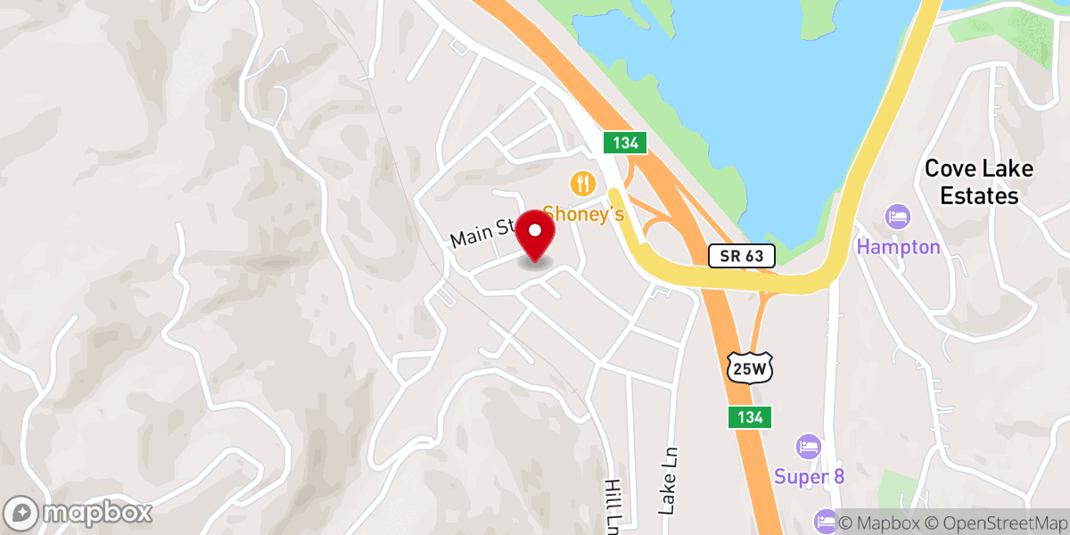 Map showing location of Caryville United Methodist Church