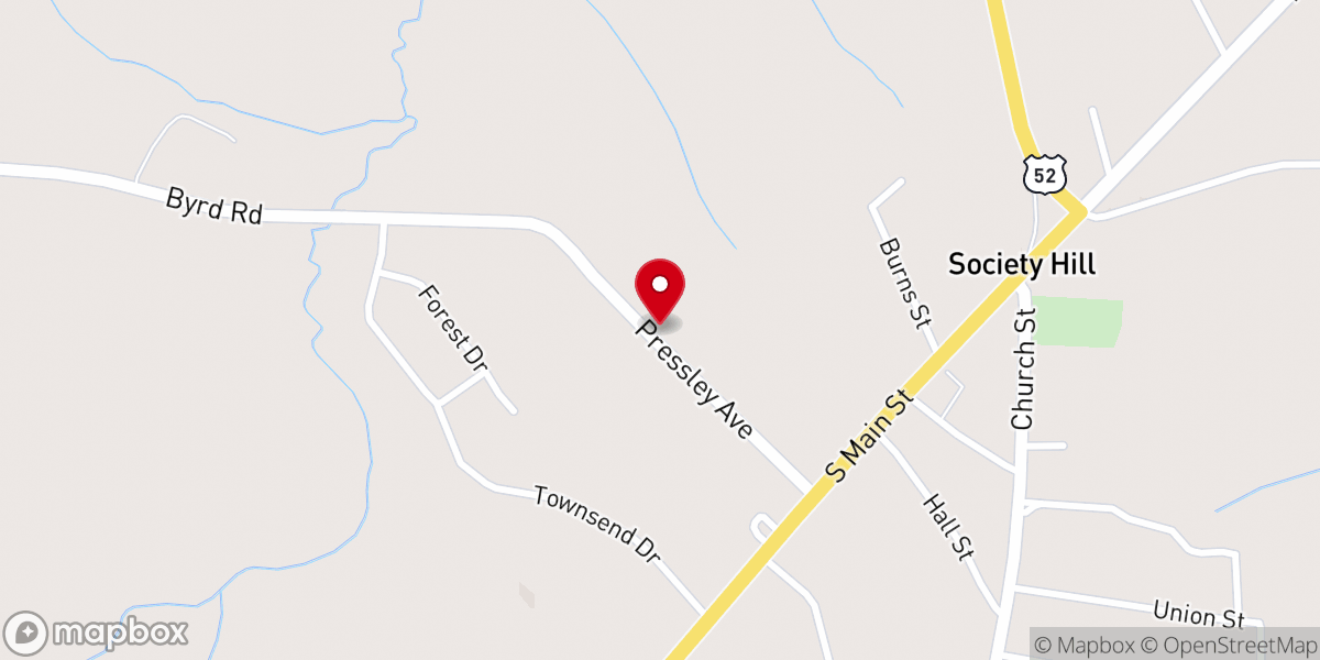 Map showing location of Society Hill Presbyterian Church - Food Pantry-Soup Kitchen