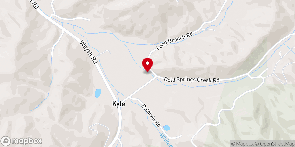 Map showing location of White Oak Flats Baptist Church