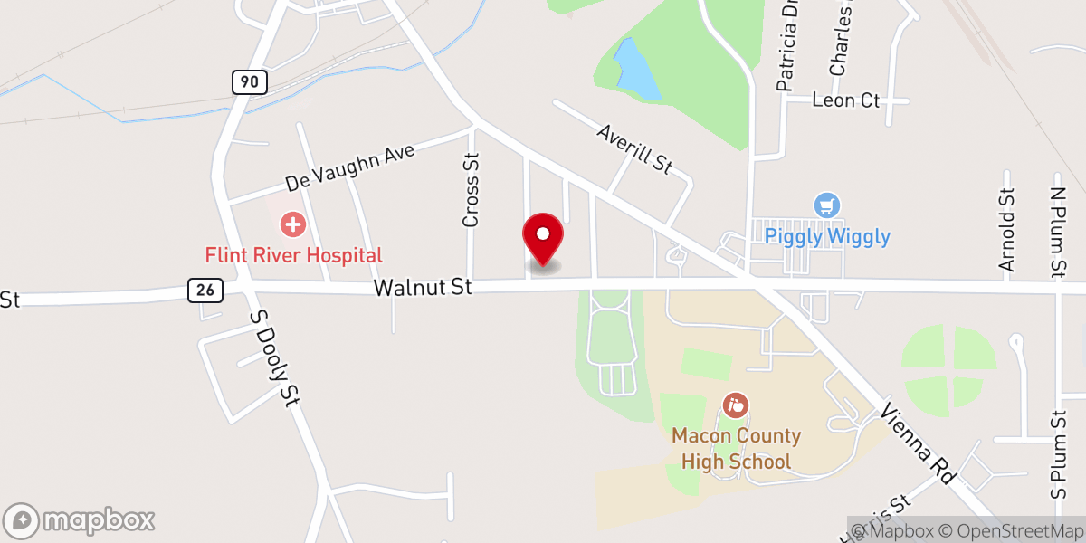 Map showing location of New Vision Worship Center