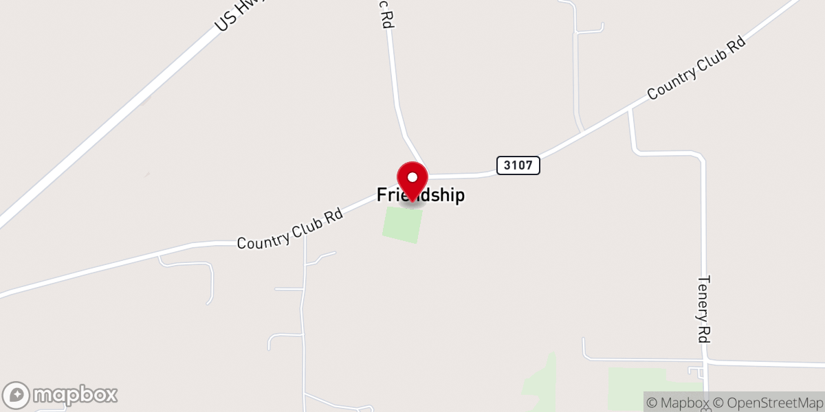 Map showing location of Friendship Baptist Church