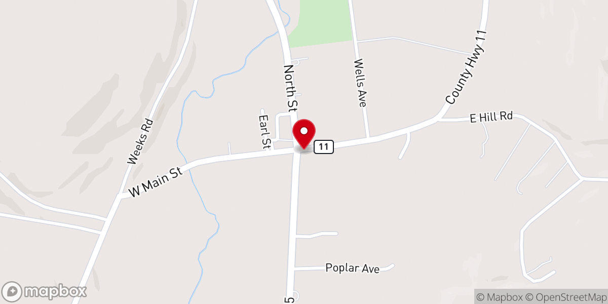 Map showing location of First Baptist Church of Hartwick